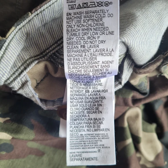 Quicksilver Mens Camouflage Camo Cotton Cargo / Utility Shorts Size Waist 34 - Picture 8 of 8